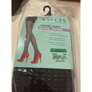 Spanx Assets Shaping Tights Textured - Size 3 Wishbone Black by Sara Blakely NEW